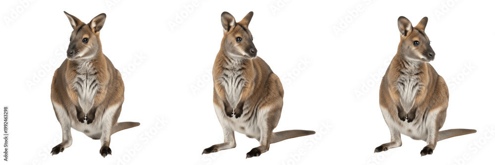 Obraz premium Agile Wallaby in Bush - Notamacropus agilis - Wallaby - Valabí - Small Australian Marsupial SEO Title - Kangaroo Relative in Natural Habitat Wildlife Photography - Cute Animal of the Coastal Forests