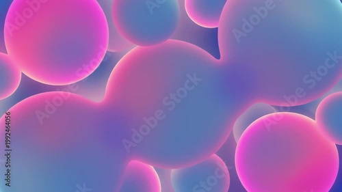 A vibrant abstract composition of smooth, flowing, and blended bubble-like forms in neon hues