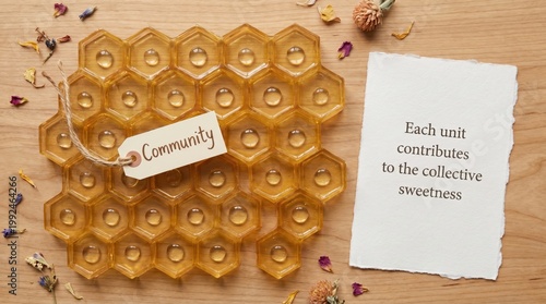 Honeycomb with Community Tag and Paper Message