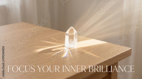 Minimal Table Featuring a Single Crystal