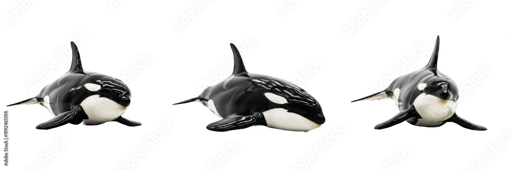 Obraz premium Orca Killer Whale - Orcinus orca - Orque - Orca - Apex Marine Predator SEO Title - Black and White Cetacean Swimming in Arctic Waters Wildlife Photography - Intelligent Sea Hunter Portrait