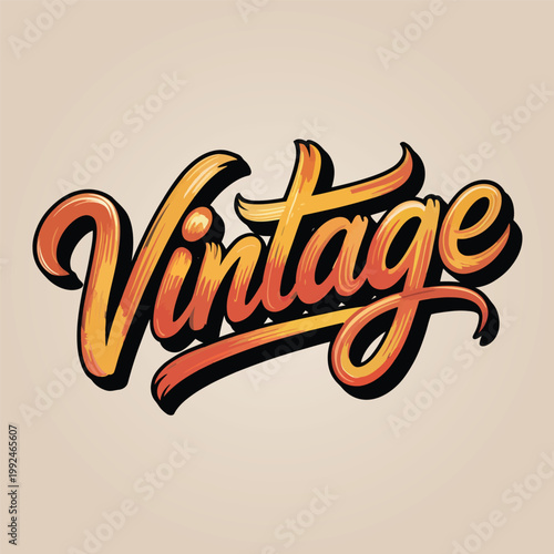 Vintage Script Typography Lettering with Retro Orange Gradient and Hand Drawn Brush Stroke Effect