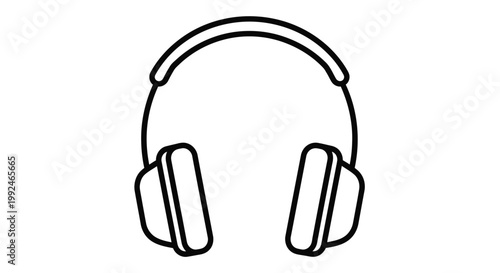 Simple line drawing of over ear headphones isolated on a white background