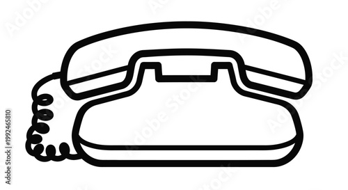 Simple black and white line drawing of a vintage telephone handset