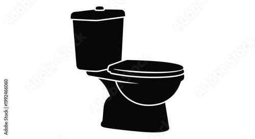Simple black silhouette of a standard toilet showcasing its basic form and function
