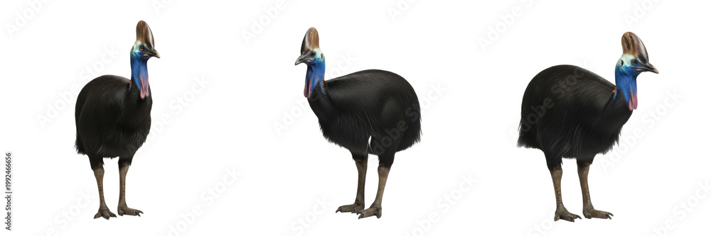 Fototapeta premium Southern Cassowary Jungle - Casuarius casuarius - Casuar - Casuario - Dangerous Forest Bird SEO Title - Large Flightless Bird with Blue Neck in Rainforest Wildlife Photography - Rare Exotic Animal