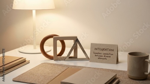 Geometric Shapes Integration Set within a Serene Muted Scene