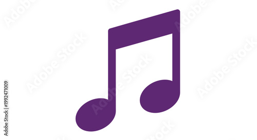 A single purple musical note icon against a stark white background