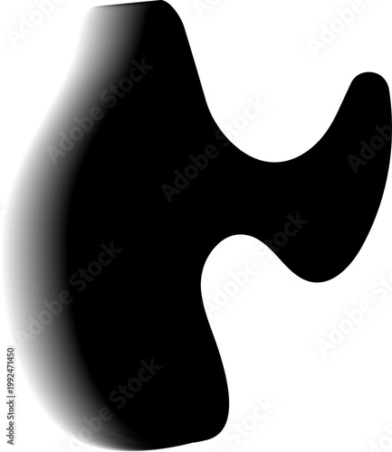 Curved mini fluid blob with compact form and gradient blur contour.