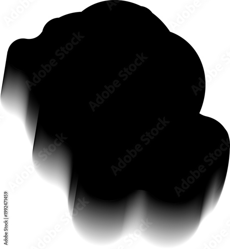 Dense clustered blob form with grouped mass and gradient blur contour.