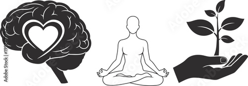 Mental Health and Self Care Vector Icon Set