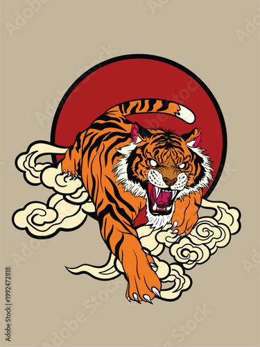 tiger illustration with japanese style for kaijune event