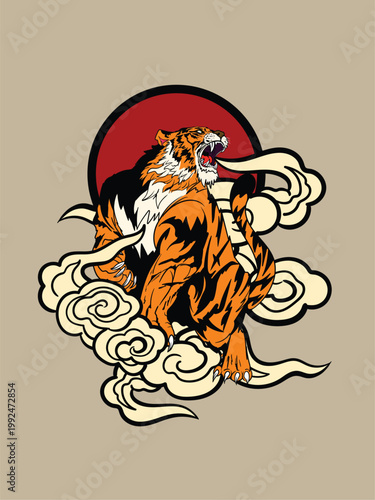 tiger illustration with japanese style for kaijune event