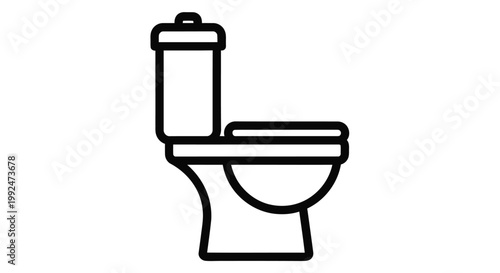 Simple line drawing of a toilet depicted in a minimalist black and white style