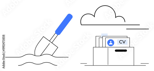 Cloud data management concept. Cloud-based solutions simplify data organization and resume storage. Cloud technology enhances data accessibility and storage security. Ideal for HR, IT, cloud storage