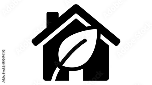 Eco friendly house icon sustainable home symbol with a leaf green energy and environmental protection concept vector ill