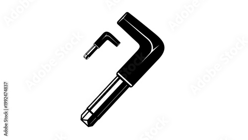 L-Shaped Hex Key with Phillips Head Screwdriver Bit Illustration