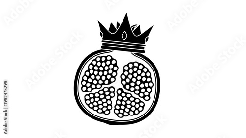 Pomegranate Fruit with Royal Crown Illustration.