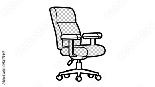 Ergonomic Office Chair Vector Icon with Transparent Texture Pattern.