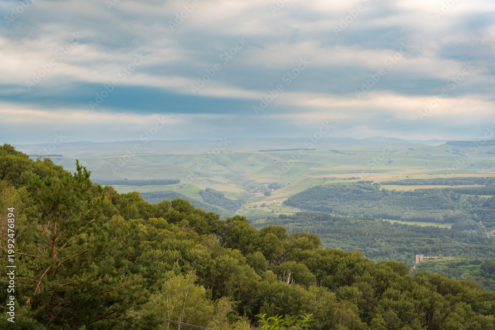 Fototapeta premium Summer Mountains Landscape with Green forest.
