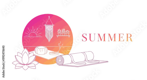 Summer, vacation, travel, icons, vector graphics, colorful, illustrations, seasonal, tourism