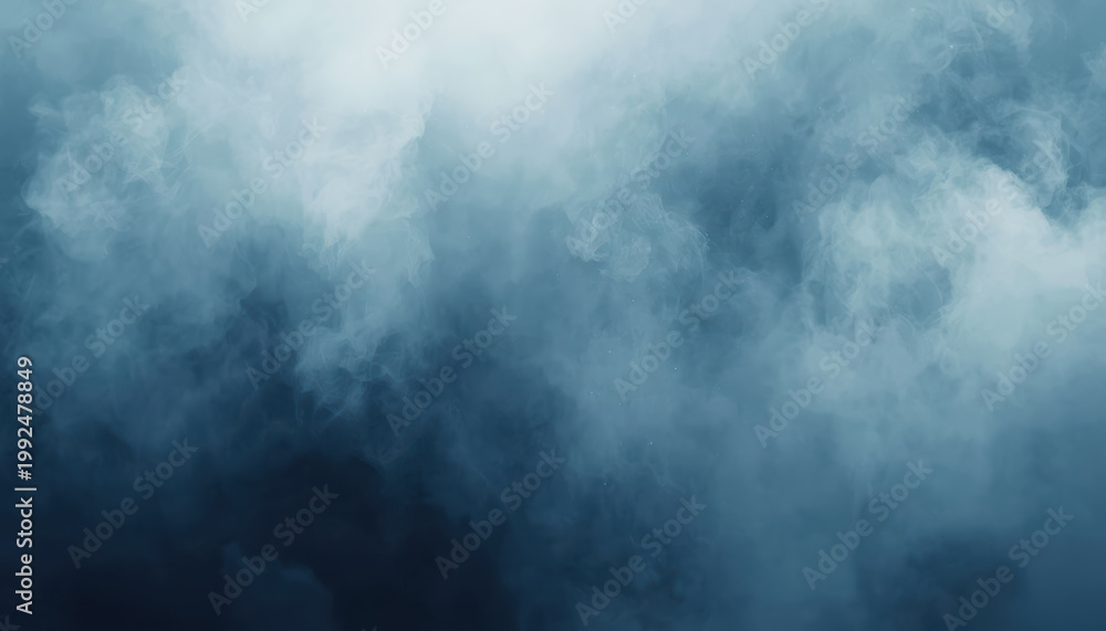 Fototapeta premium Misty blue foggy atmosphere, subtle haze and soft light evokes calm mood