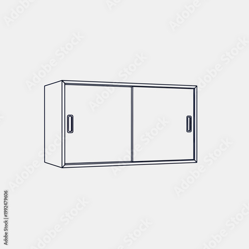 Modern wall cabinet with sliding doors and handles, minimalist design