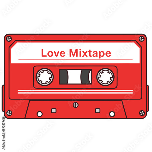 Red Love Mixtape Cassette Tape Retro Music Nostalgia