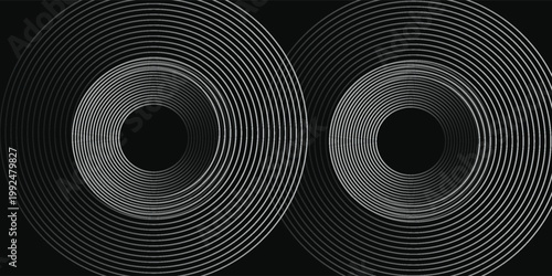 Abstract gold circle lines on dark background. Geometric stripe line art design. Modern luxury template. Suit for presentation, banner, cover, web, flyer, poster, brochure. Vector illustration