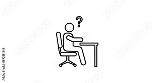 Confused businessperson, puzzled office worker, thinking employee, desk question