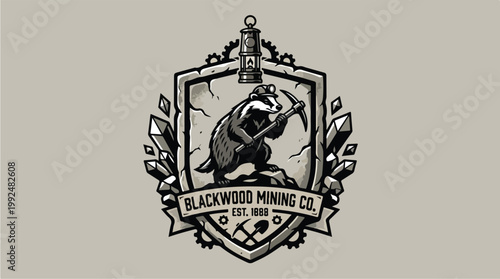 Blackwood Mining Co Emblem with Badger Miner.