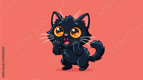 Cute Black Kitten with Big Eyes.