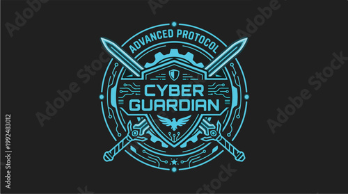 Cyber Guardian Advanced Protocol Logo Design.