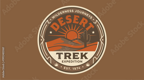Desert Trek Expedition Vintage Logo Design.