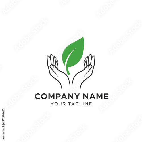 Hands gently cradling a vibrant green leaf symbolizing nature and growth.