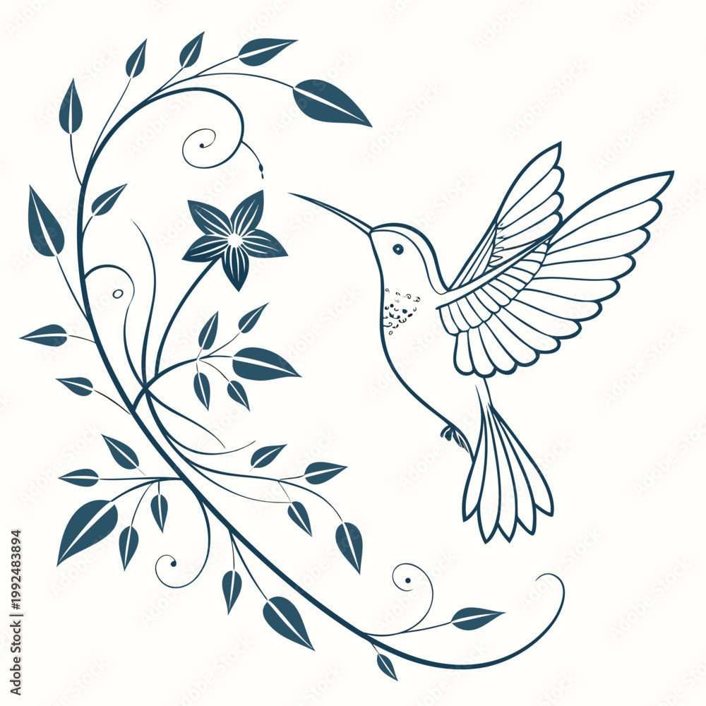 Fototapeta premium Elegant Flying Bird Outline 1