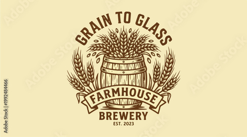 Farmhouse Brewery Grain to Glass Logo Design.