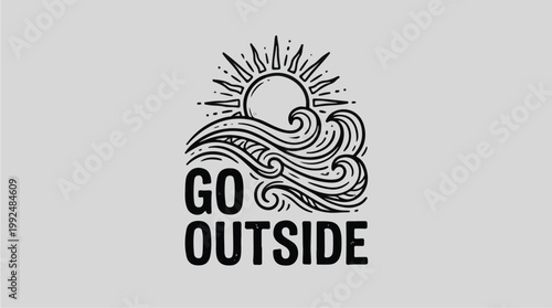 Go Outside Sun Waves Typography Design.
