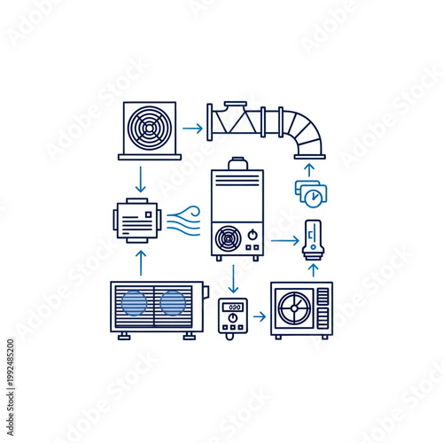 HVAC System Diagram: Ventilation, Air Conditioning, and Purification