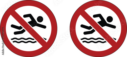 No diving sign no jumping sign for swimming pool safety warning symbol with clear restriction message design