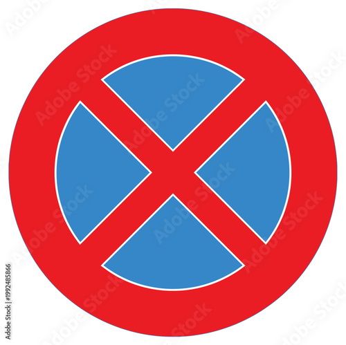 Tablou pe pânză No parking and no stopping sign for vehicles strict traffic restriction symbol f