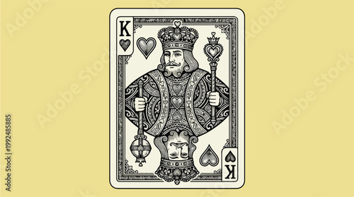 King of Hearts Playing Card Illustration.