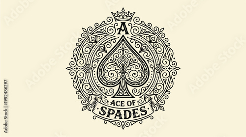 Ornate Ace of Spades Playing Card Design.