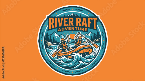 River Raft Adventure Logo Design.