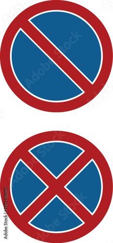 Canvas-taulu No parking and no stopping traffic sign symbols isolated on white background wit