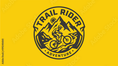 Trail Rider Adventure Mountain Biking Logo Design 1.