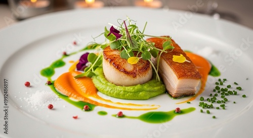 Photogenic fine dining plate of food