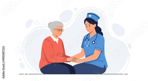 Nurse holding elderly woman's hands, caring, compassion, healthcare, support, medical help