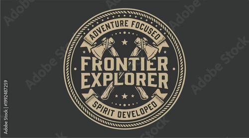 Vintage Frontier Explorer Adventure Focused Spirit Developed Logo.
