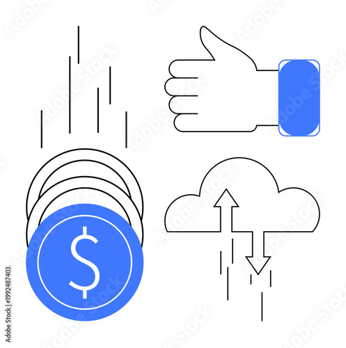 Digital economy concept. financial growth, online data sharing, and positive feedback in the digital economy. Digital economy fits fintech, cloud computing, e-commerce, financial transactions